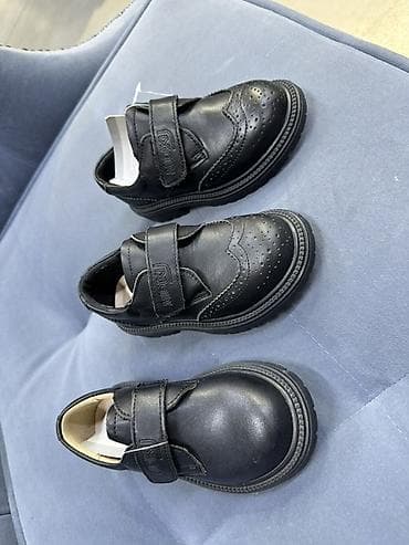 dunk low: Детские туфли MIOXI, классические черные Кожаные, все 26 го размера — 1