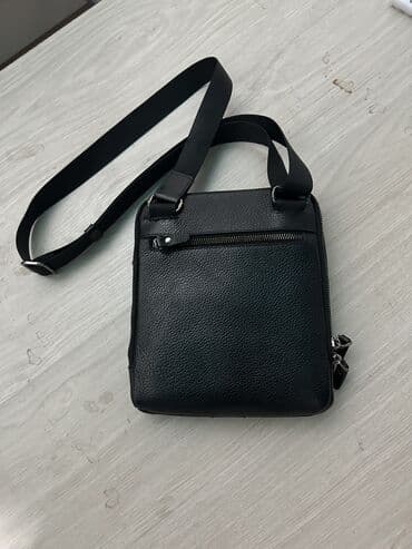 Барсетки: Мужская сумка через плечо BUTUN, натуральная кожа, черная. Причина — 3