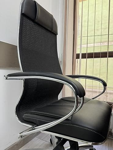 кресло домашнее: Офисное кресло, С колесиками, цвет - Черный, Экокожа — 3