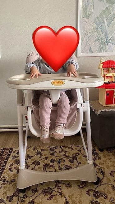 децкие машины: Детский стульчик для кормления myIng - Цвет: мягкий бежево-розовый. - — 1