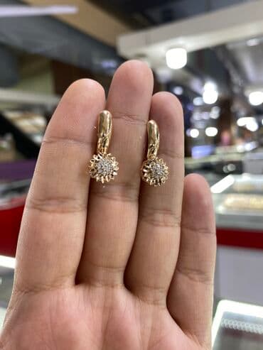 свадебные платья для покрытых: Серьги, Проба 585, Циркон, Женские, Новый — 2