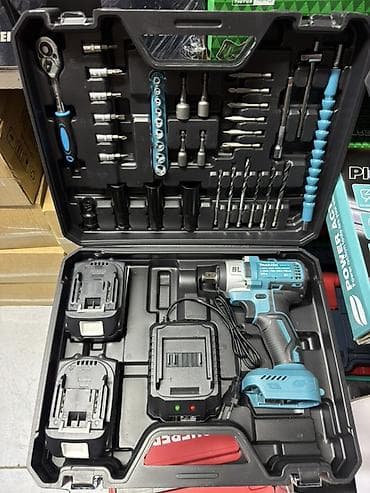 Аккумуляторный ударный гайковерт в комплекте с оснасткой и чемоданом