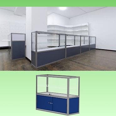 стеклянный ветрина: Прилавок из профиля и стекла, Акция, с порогом, для магазина — 8