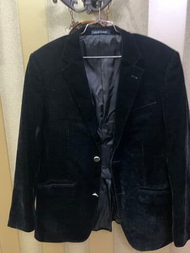 винтажные одежды: Пиджак мужской 46 размера велюр черный в хорошем состоянии — 2