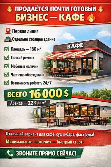 аренда кронштейны: Продажа бизнеса Кафе, Вместе с: Оборудование и мебель — 1