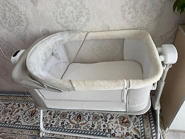 детские манеж: Детская приставная кроватка, Б/у, С колесиками, цвет - Бежевый — 2