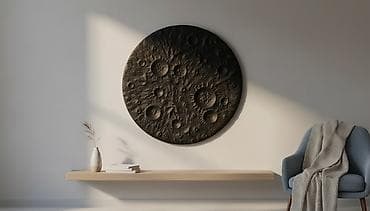 Настенное панно «Луна» с подсветкой - Круглая 3D-панель с