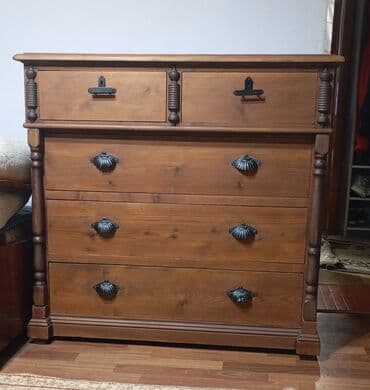 столик туалетный с тумбой и зеркалом: Комод для одежды, Без зеркала, Дерево, цвет - Коричневый — 1