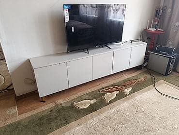 стол для телевизор: Тумба и подставка для телевизора, Новый, Напольная, цвет - Белый — 2