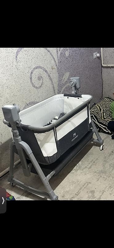 детская кроватка алина: Детская приставная кроватка, Б/у, С колесиками, цвет - Серый — 3