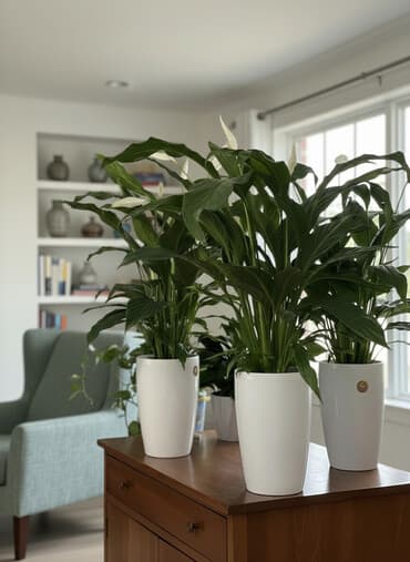 цветы каланхоэ: Спатифиллум (Spathiphyllum) в декоративных кашпо - Крупные, пышные — 1