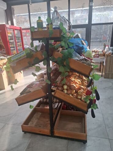 срочно продаю готовые бизнес продуктовый: Островная торговая стойка/стеллаж для овощей и фруктов - — 10