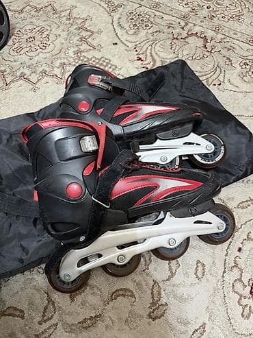 сколько стоит ролики: Роликовые коньки-инлайн, черно‑красные - Конструкция: жесткий задник — 1