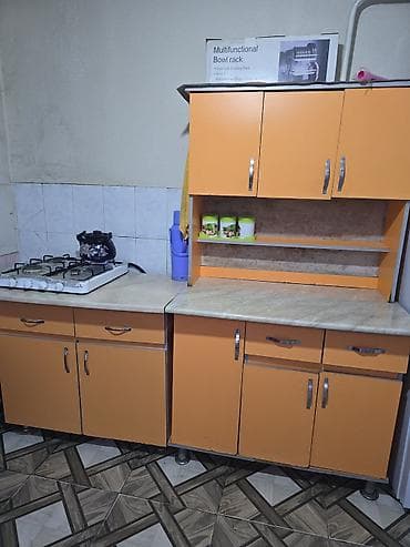 стол табуретки: Кухонный гарнитур, цвет - Оранжевый — 2