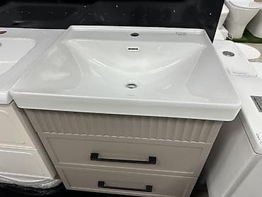 ящики большие: Тумба для ванны, С раковиной, цвет - Бежевый — 2