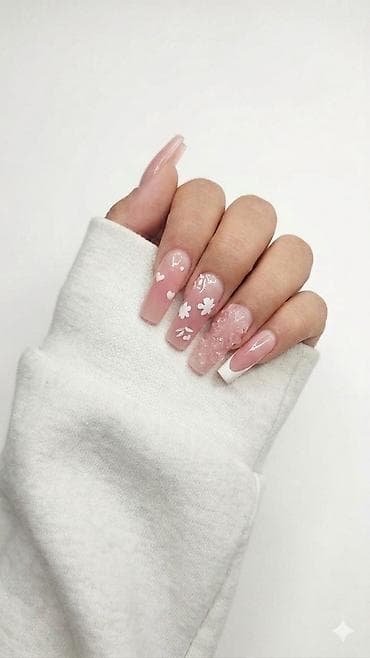 китайская медицина: Нежный маникюр с удлинённой квадратной формой ногтей в — 1