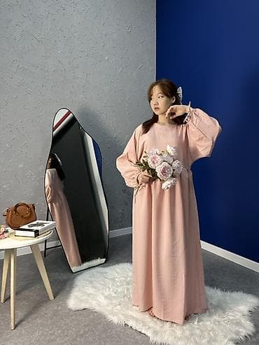 шифон платье: Повседневное платье, Made in KG, Осень-весна, Длинная модель, Прямое, Стандарт — 2