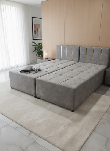 напольная кровать: КРОВАТЬ односпальная с мягкой обивкой в современном стиле. Изголовье — 1