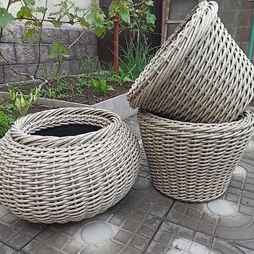 4 pot: Плетёные уличные кашпо/горшки для растений - Материал: искусственный — 2