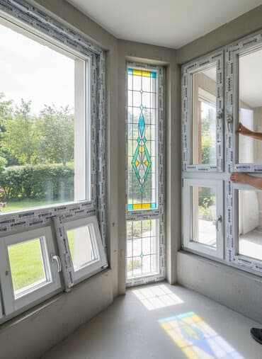 пластиковые витражи: Белые пластиковые профили WINTTECH для окон и дверей. Используются для — 1