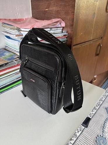 барсетка лининг: Мужская сумка через плечо BUTUN. - Материал: натуральная кожа с — 2