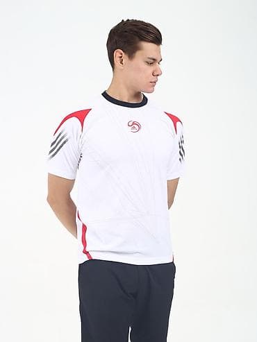 Мужская спортивная футболка с коротким рукавом - Цвет: белый с