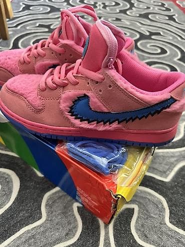 low: Кроссовки универсальные Nike - Цвет: розовый верх, ярко‑синий «Swoosh» — 4