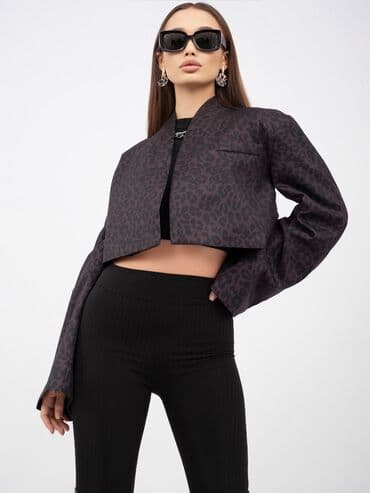 пиджаки женские бишкек: Пиджак, Без пуговиц, Леопардовый принт, Без воротника, Made in KG, S, M — 7