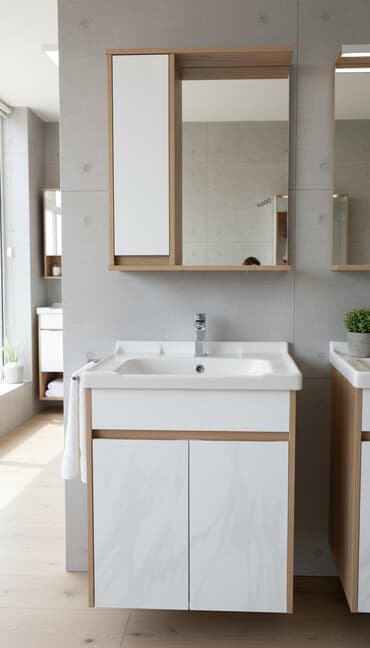 раковину с тумбой и зеркалом: Жуунуучу бөлмө үчүн шкаф, Күзгүсү менен — 1