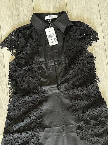 вечернее яркое платье: Черное платье Giza - Фасон: рубашечного кроя с отложным воротником и — 2