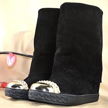 Туфли: Продаю сапоги еврозима искусственная замша скрытая платформа — 2