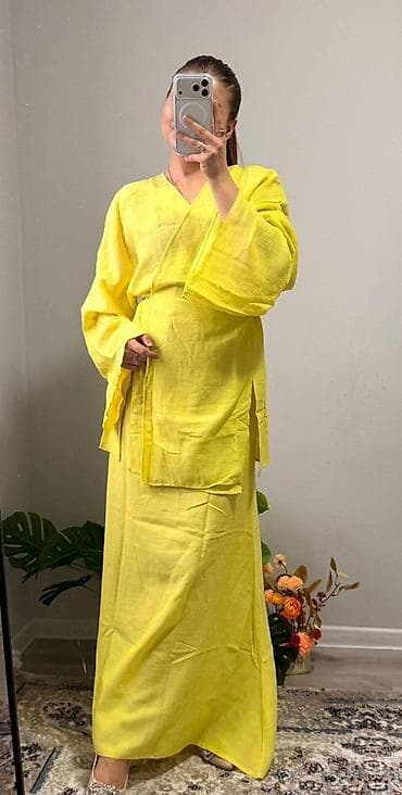 кимоно платье: Костюм с юбкой, Модель юбки: Прямая, Макси, Топ, Made in KG, S, M — 1