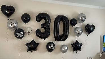 набор для рисования взрослый: Набор воздушных шаров для юбилея 30 лет в чёрно‑серебристой гамме — 1