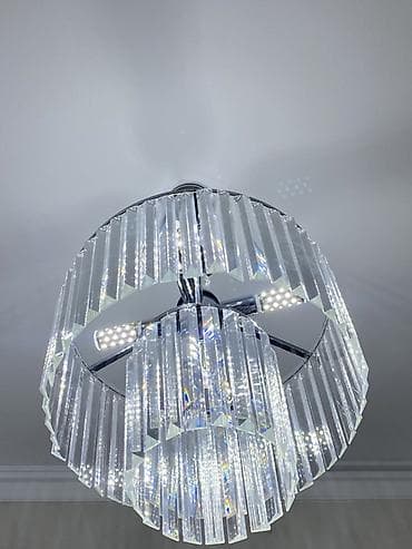 Люстры: Потолочная LED-люстра с кристаллами - Двухъярусный дизайн: внешний и — 1