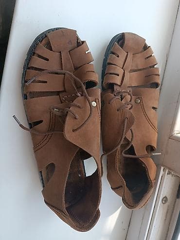 Ботинки: Женские сандалии/летние ботинки из натуральной коричневой кожи — 1