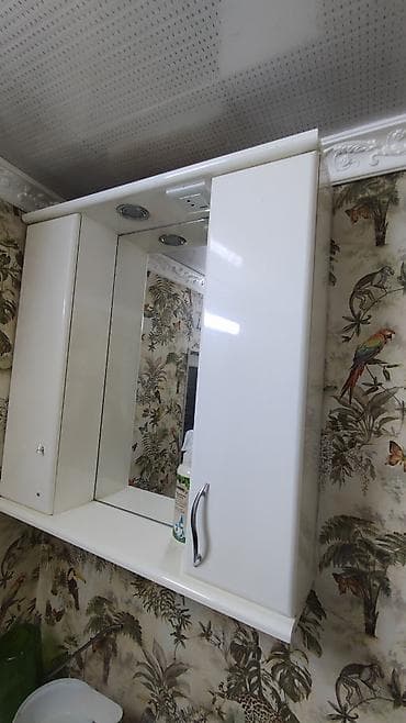 Шкафы для ванной: Шкаф для ванной, С зеркалом, МДФ — 1