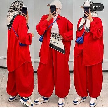 оверсайз одежды: Костюм oversize для женщин в стиле modest fashion. Состав комплекта — 9