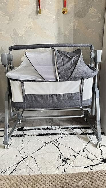 новорожденные: Люлька, Б/у, Колыбель, Металл, цвет - Серый, Самовывоз — 1