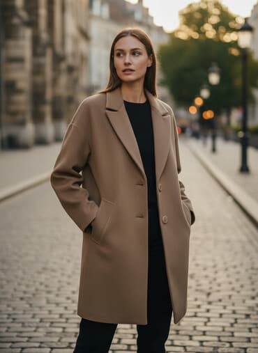 classic: Пальто, Классика, Осень-весна, По колено, Карманы накладные — 1