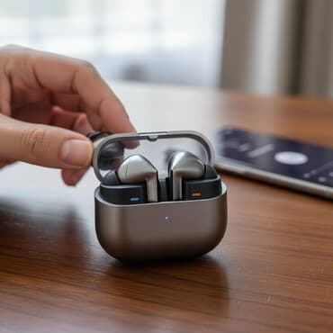 набор амбушюр для наушников: Беспроводные наушники Samsung Galaxy Buds 3Pro - Компактный зарядный — 1