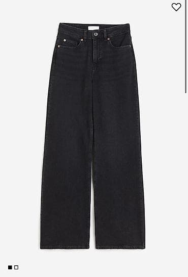 джинсы диме: Джинсы H&M Wide High waist - Цвет: угольно‑черный, однородная — 1