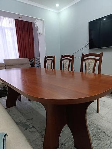 Стол жана отургуч комплекттери: Конок бөлмөсү үчүн үстөл жана отургуч, Колдонулган, түсү - Күрөң — 4