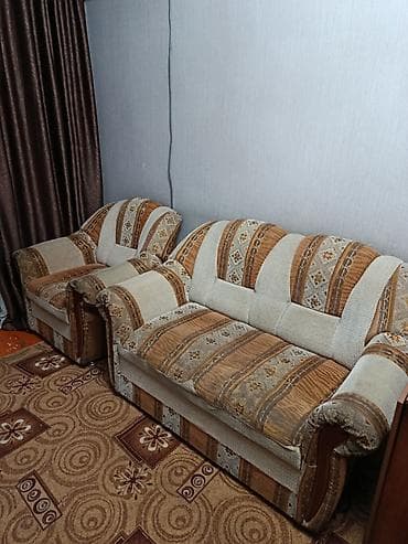 раскладной диван кресло: Комплект мягкой мебели, Б/у, Самовывоз, цвет - Коричневый — 2