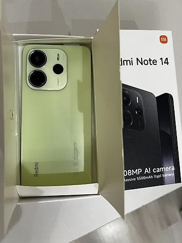 Техника и электроника: Redmi, Redmi Note 14, Б/у, 128 ГБ, цвет - Зеленый, 2 SIM — 1