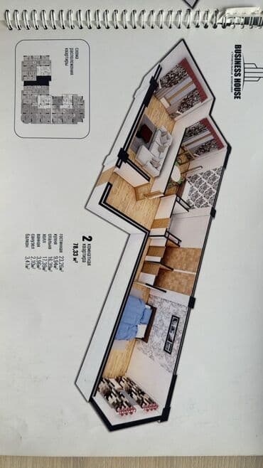 продаю дом киргизия 1: 2 бөлмө, 78 кв. м, Элитка, 14 кабат, ПСО (өзү оңдоп түзөтүп бүтүү үчүн) — 1