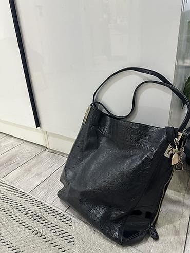 Наручные часы: Женская сумка-шоппер черного цвета - Материал: натуральная кожа с — 1