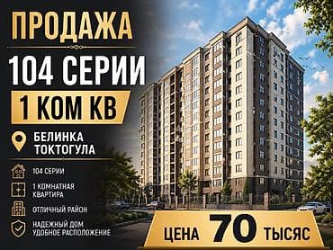 1 комнатная квартира 104 серия: 1 комната, 36 м², 104 серия, 4 этаж, Евроремонт — 1