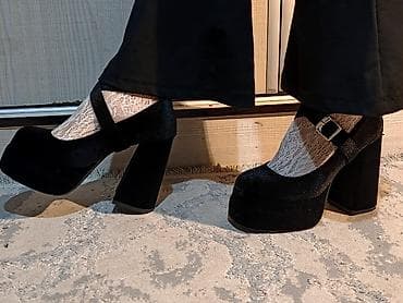 Туфли Mary Jane на высоком каблуке с платформой, черные. - Силуэт