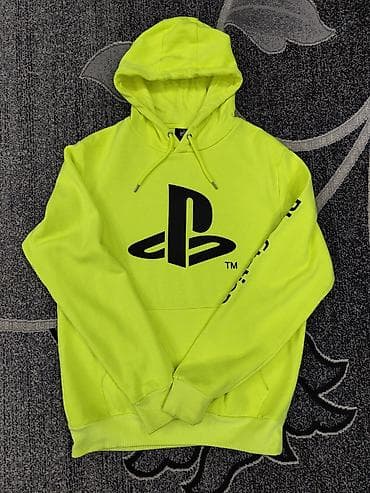 nike tech flece: Продаю оригинальное худи с символикой PlayStation в ярком неоновом — 1