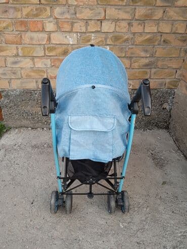 купить колеса на коляску бу: Коляска, цвет - Голубой, Б/у — 6